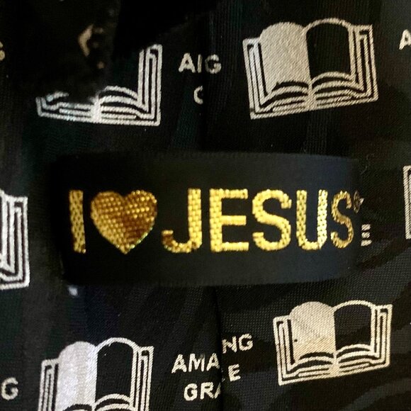 Holy Bible Amazing Grace Tie Pocket Square Set Southern Preacher Novelty - Picture 8 of 8